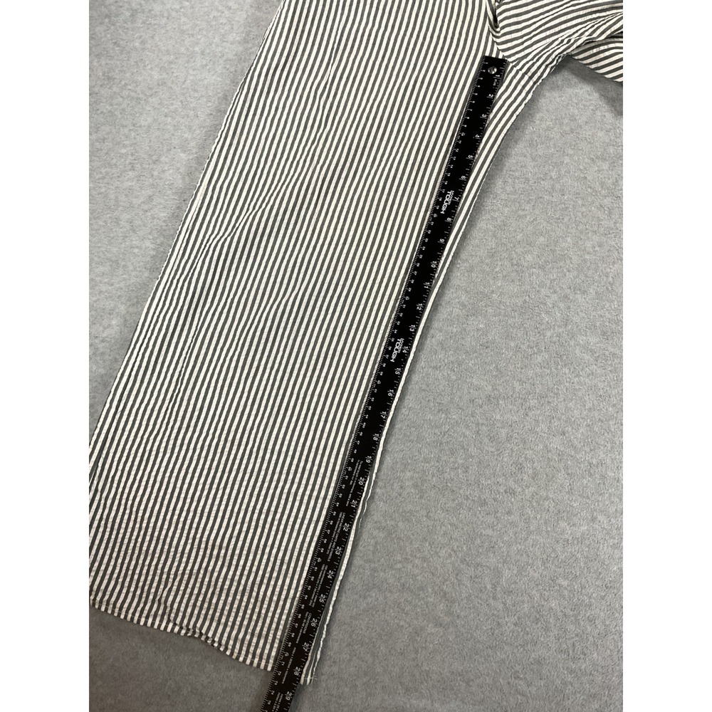 HG Women Black White Striped Wide Leg Cotton Drawstring Pants Size S 2485 - Picture 5 of 8